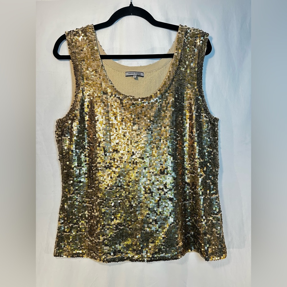 Anne Klein Gold Sequin Tank Top